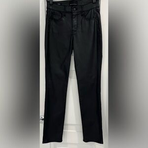 White House Black Market Black Coated Straight Pants, Size 2, NWT